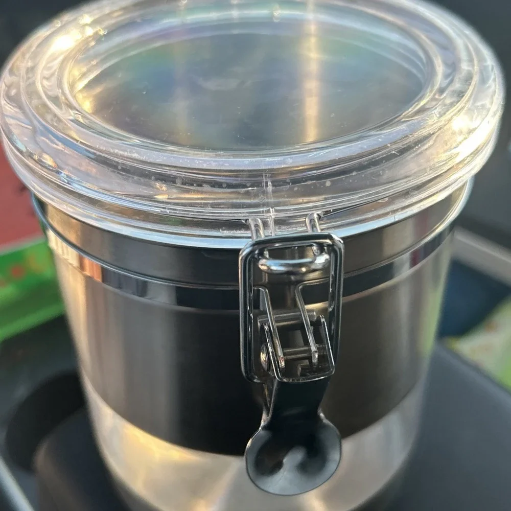 3 Crate & Barrel Stainless Steel Clip Airtight Canister‎ 2- 48 Oz 1-32 Oz Size